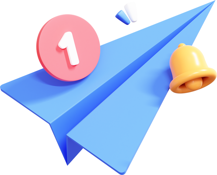 3D Paper Airplane with new message concept